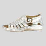 Kgosi : Leather Sandal in Silver Prime Leather