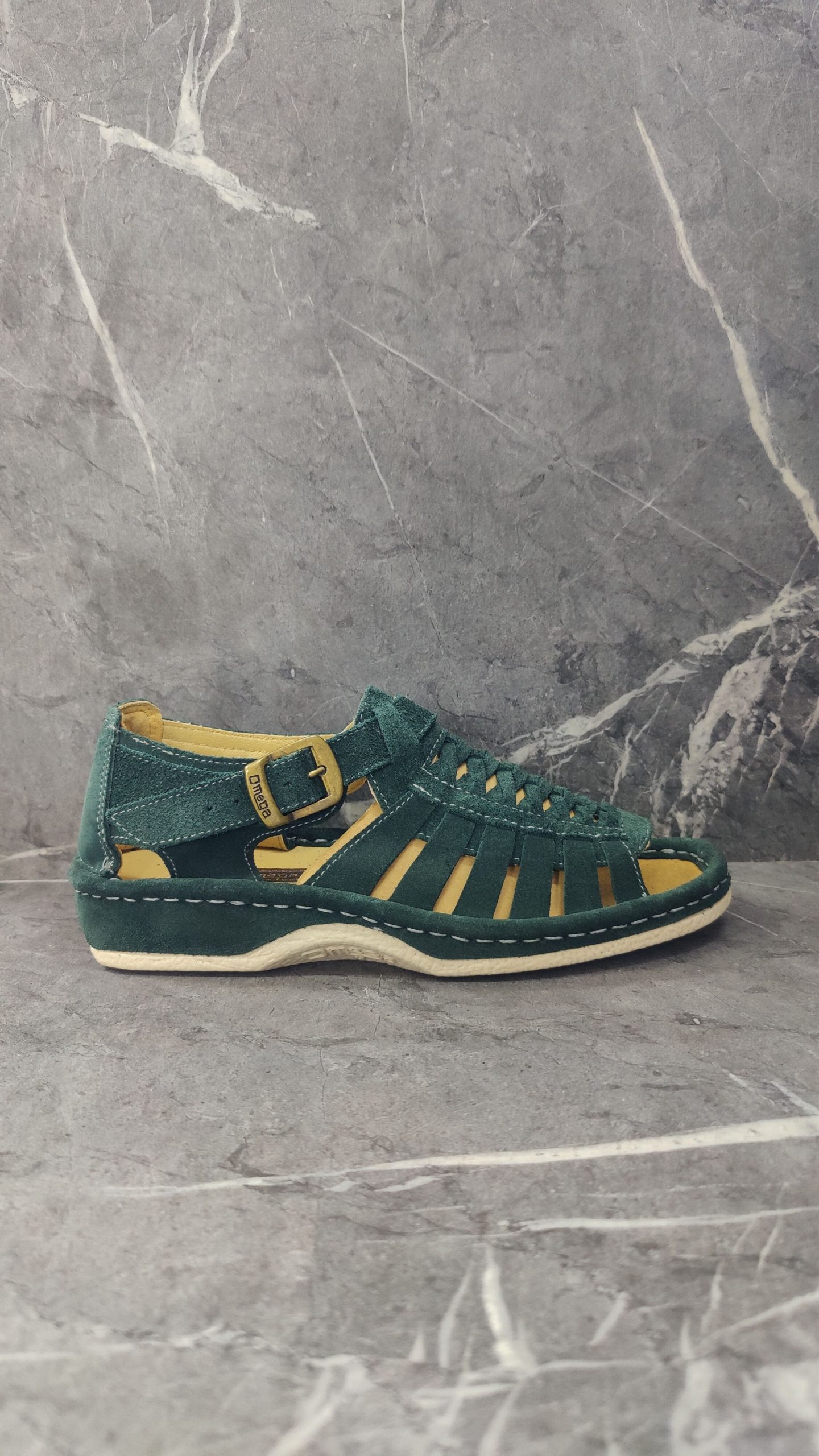 4790435889.jpg Kgosi : Leather Sandal in Madrid Forest Suede - Image 1