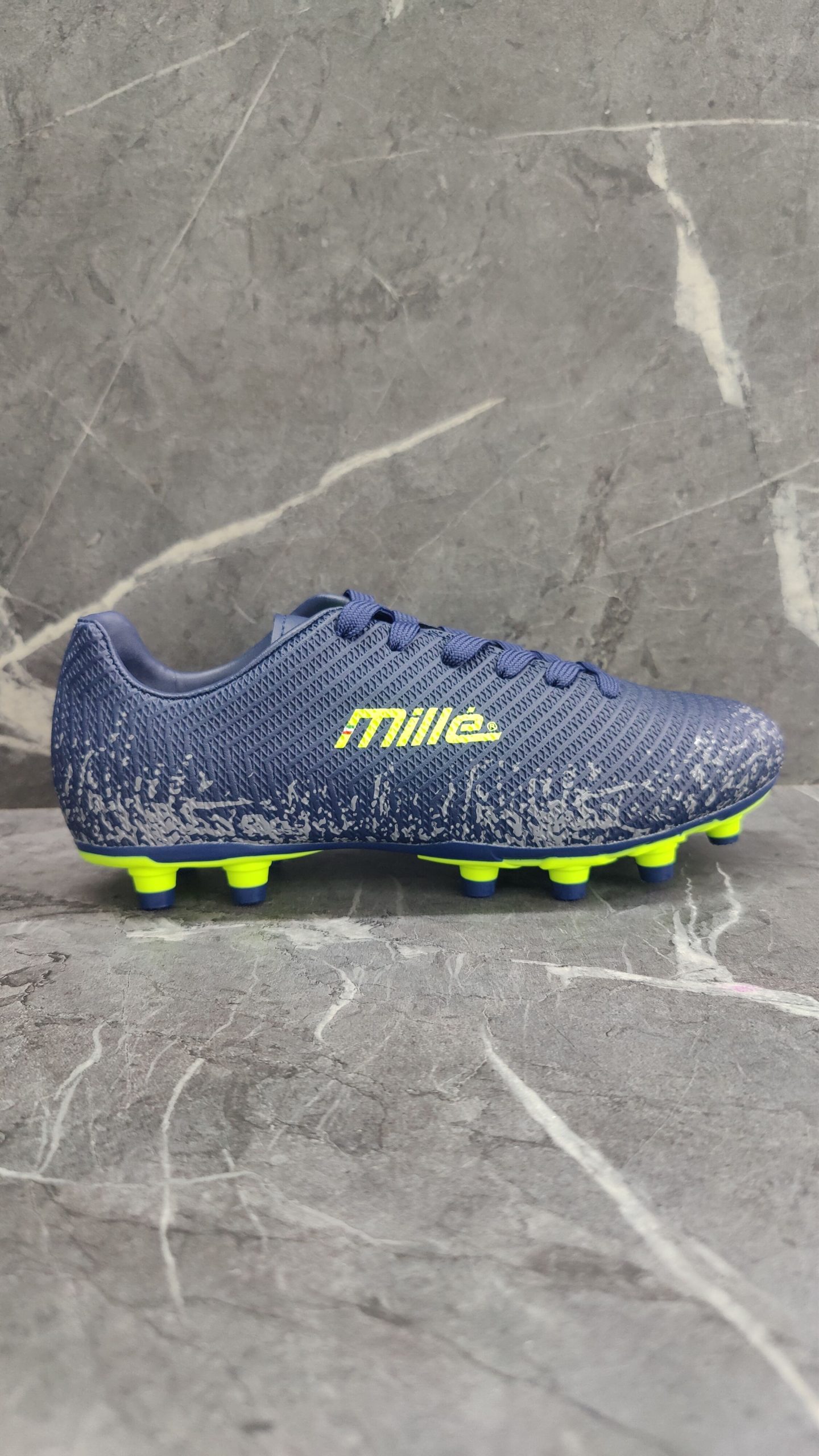 4856645835.jpg Mille Emiliano Youths Navy / Lime Soccer Boot - Image 1
