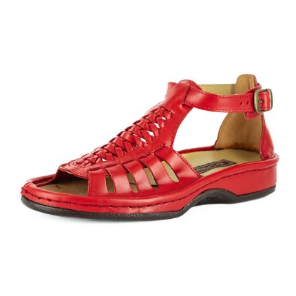 Fassie Leather Sandal in Red Soft Saddle