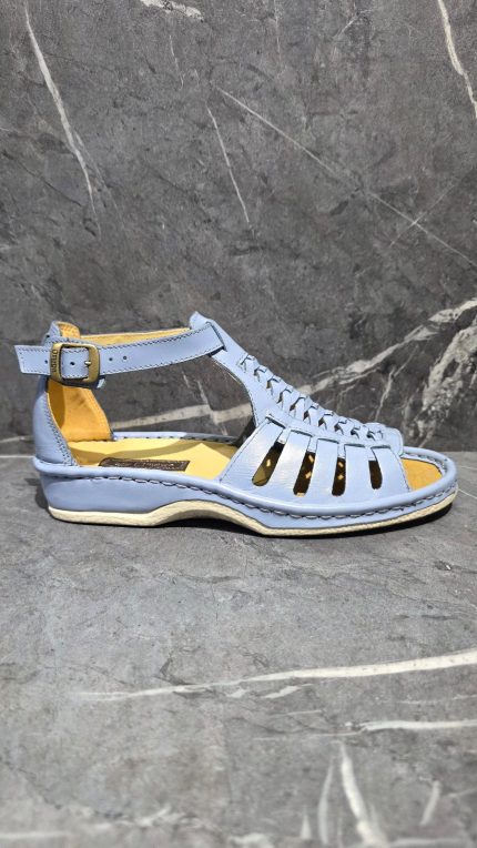 Fassie Leather Sandal in Jeans Grey Soft Saddle